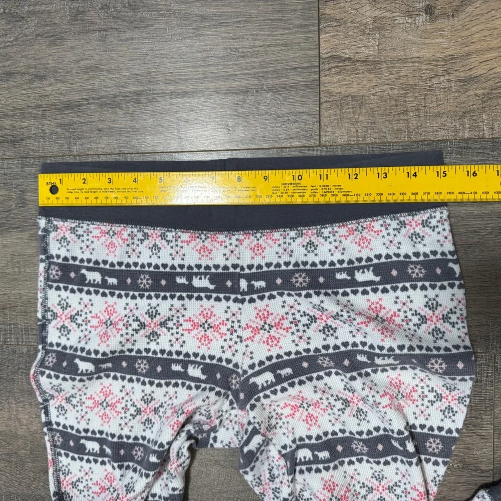 Victoria's Secret Pajama Set Thermal Fair Isle Polar Bear Snowflake Print Medium - Picture 8 of 8
